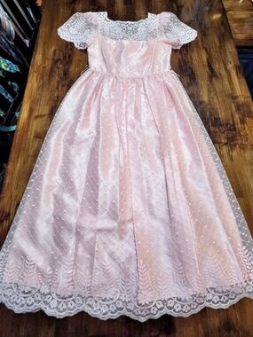 JCPenney Womens 9/10 Pink Lace Dress Barbiecore Cottegecore Vintage